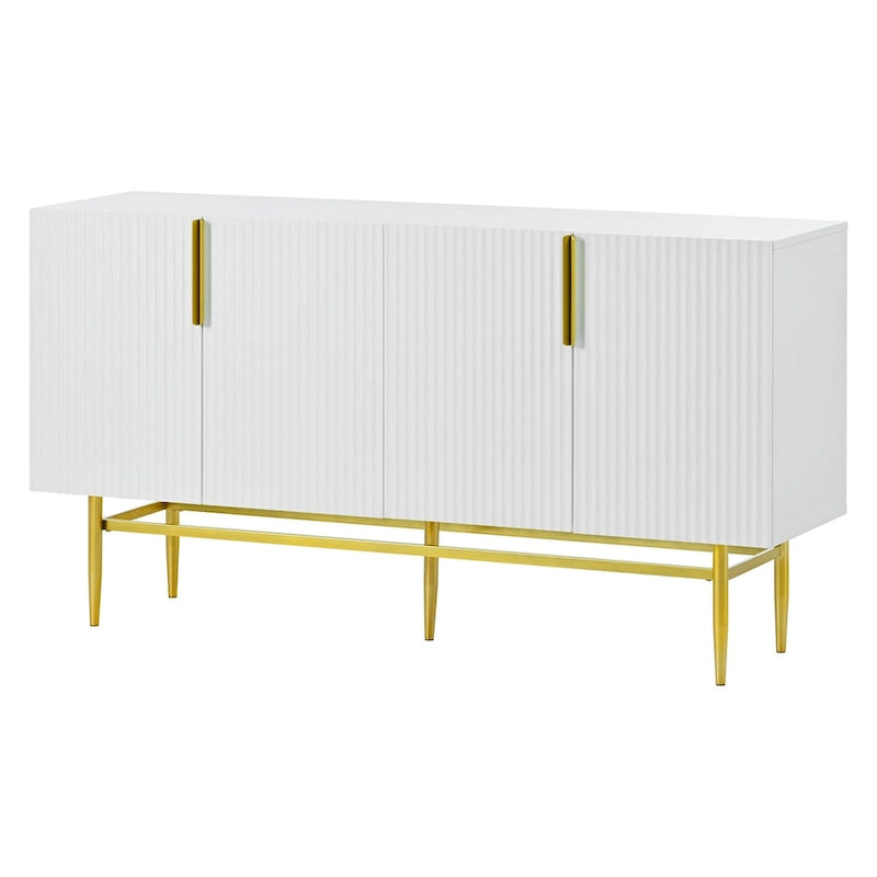Aparador moderno y elegante de 4 puertas con tiradores metálicos dorados para comedor, sala de estar, dormitorio o pasillo