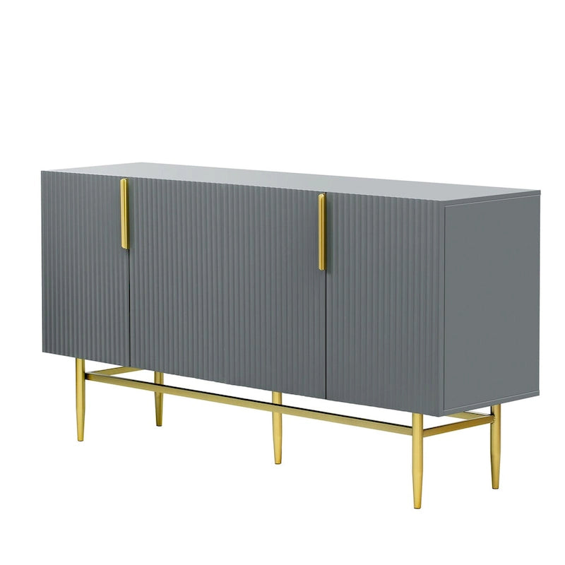Aparador moderno y elegante de 4 puertas con tiradores metálicos dorados para comedor, sala de estar, dormitorio o pasillo