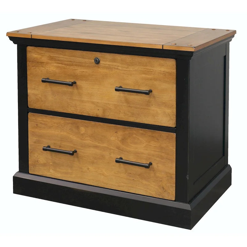 Archivador horizontal de madera (con cajones para documentos de tamaño Legal o Letter), armario de almacenamiento para oficina, negro