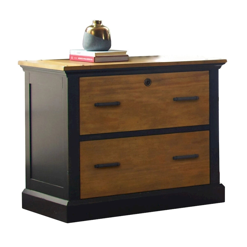 Archivador horizontal de madera (con cajones para documentos de tamaño Legal o Letter), armario de almacenamiento para oficina, negro