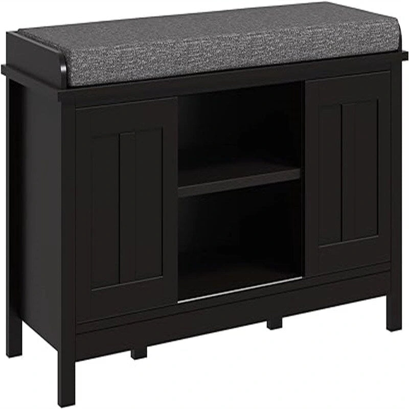 Banco zapatero con almacenamiento y puertas corredizas - 15.75D x 44W x 19.75H
