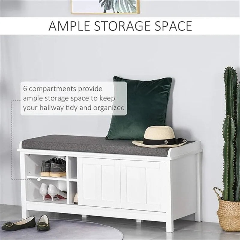 Banco zapatero con almacenamiento y puertas corredizas - 15.75D x 44W x 19.75H