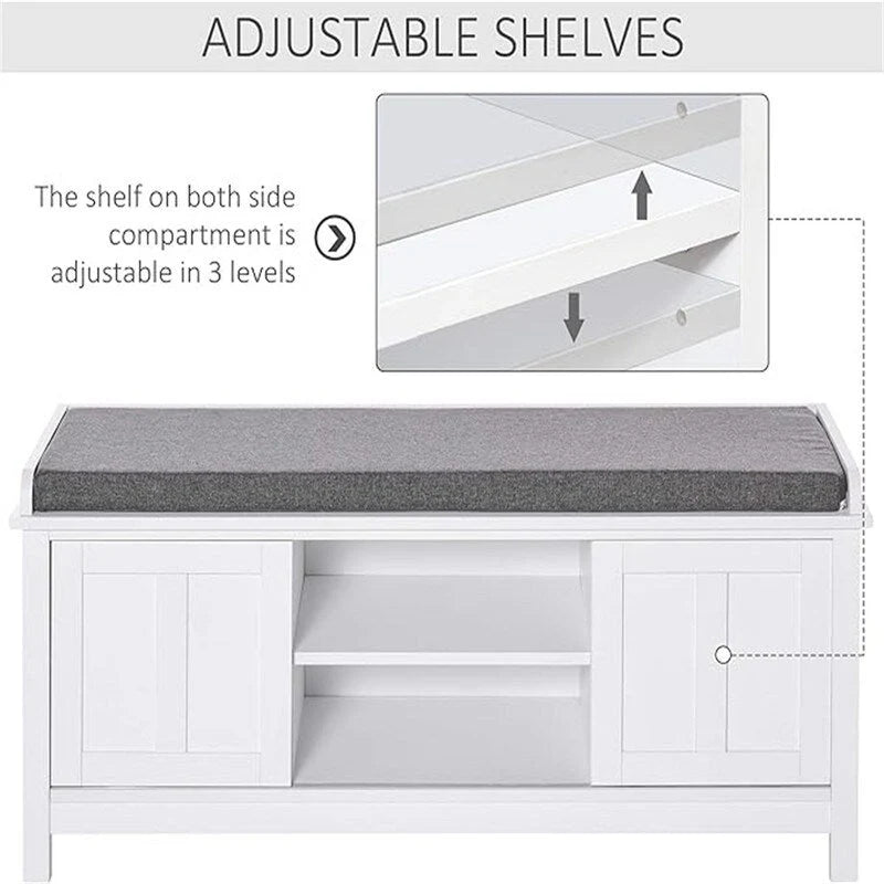 Banco zapatero con almacenamiento y puertas corredizas - 15.75D x 44W x 19.75H