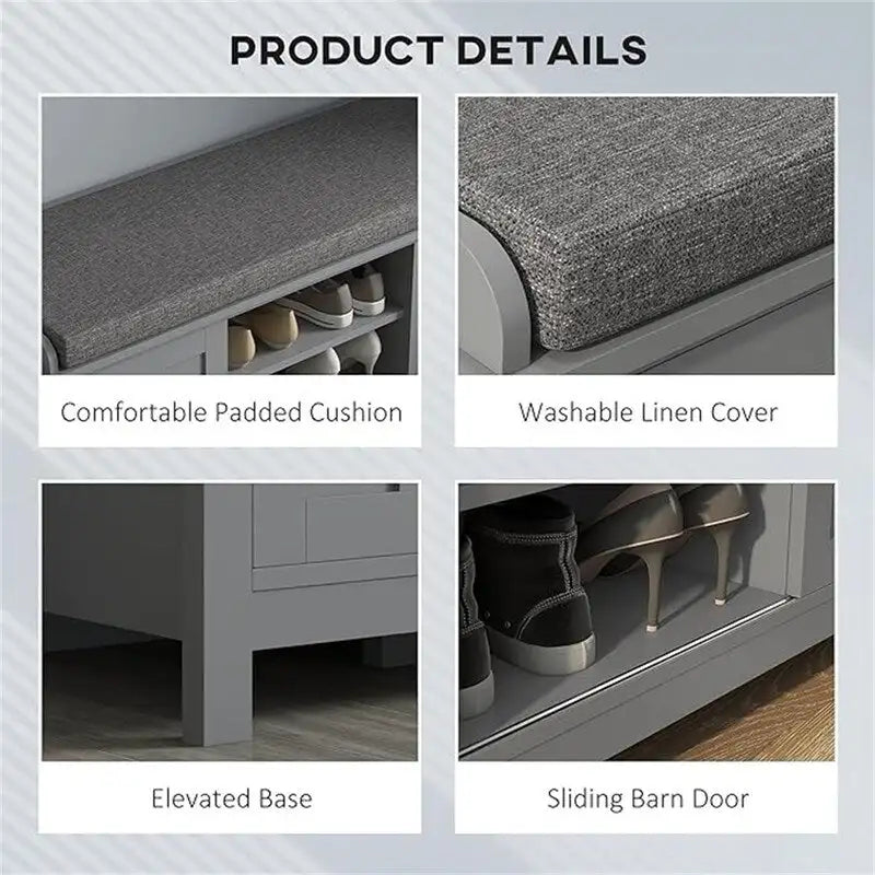Banco zapatero con almacenamiento y puertas corredizas - 15.75D x 44W x 19.75H