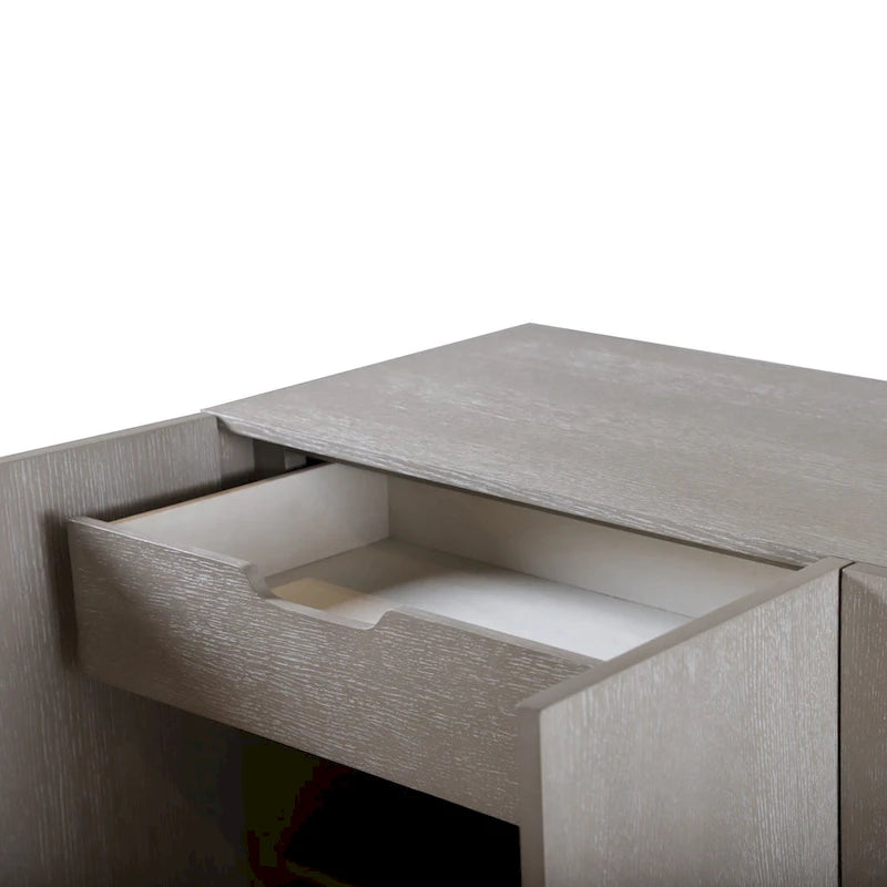 Buffet gris de style transitionnel en bois massif (avec portes de placard)