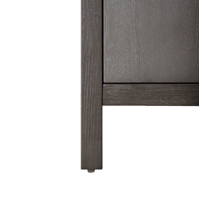 Buffet gris de style transitionnel en bois massif (avec portes de placard)