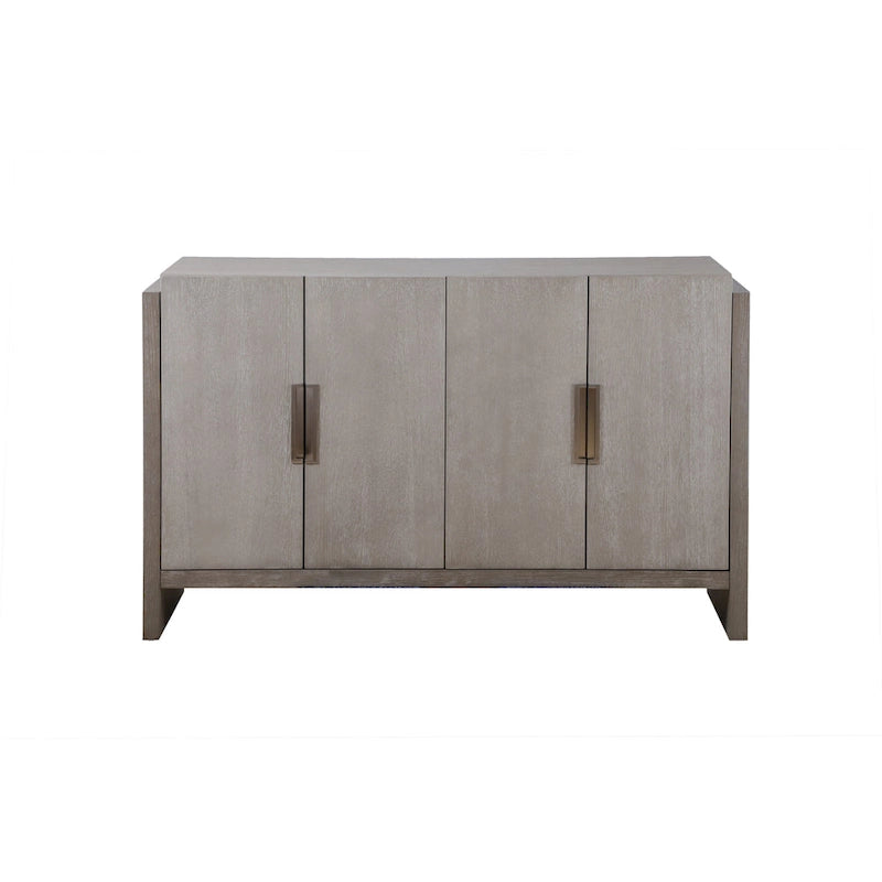 Buffet gris de style transitionnel en bois massif (avec portes de placard)