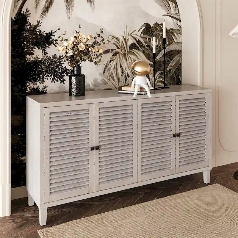 Aparador buffet de madera con 4 puertas tipo persiana