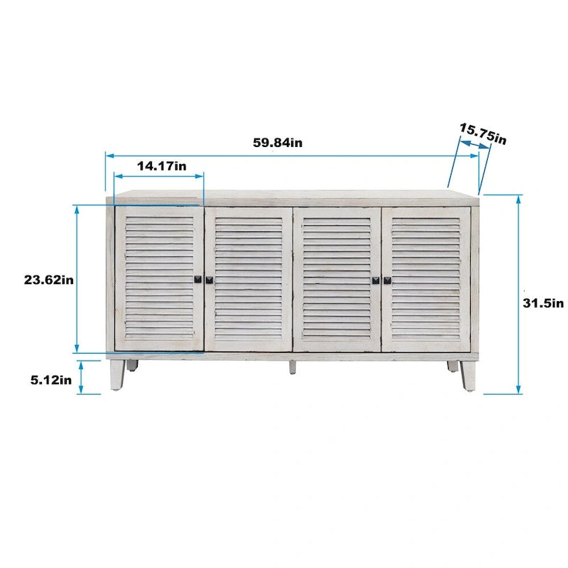 Aparador buffet de madera con 4 puertas tipo persiana