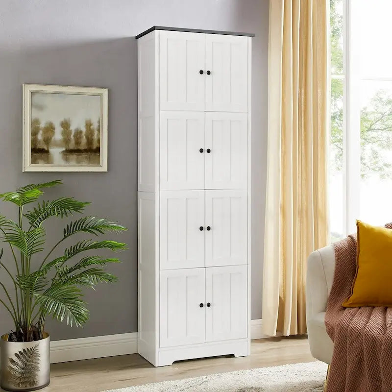 Armario alto de almacenamiento con 8 puertas y 4 estantes - 24.00L * 12.80W * 72.40H