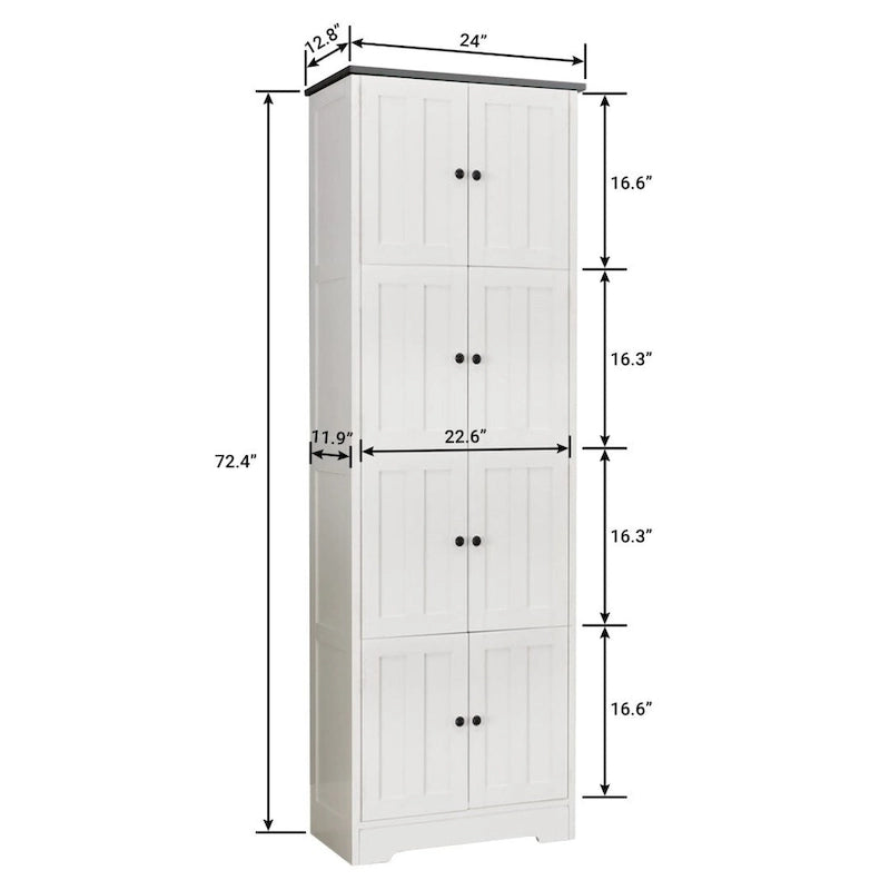 Armario alto de almacenamiento con 8 puertas y 4 estantes - 24.00L * 12.80W * 72.40H