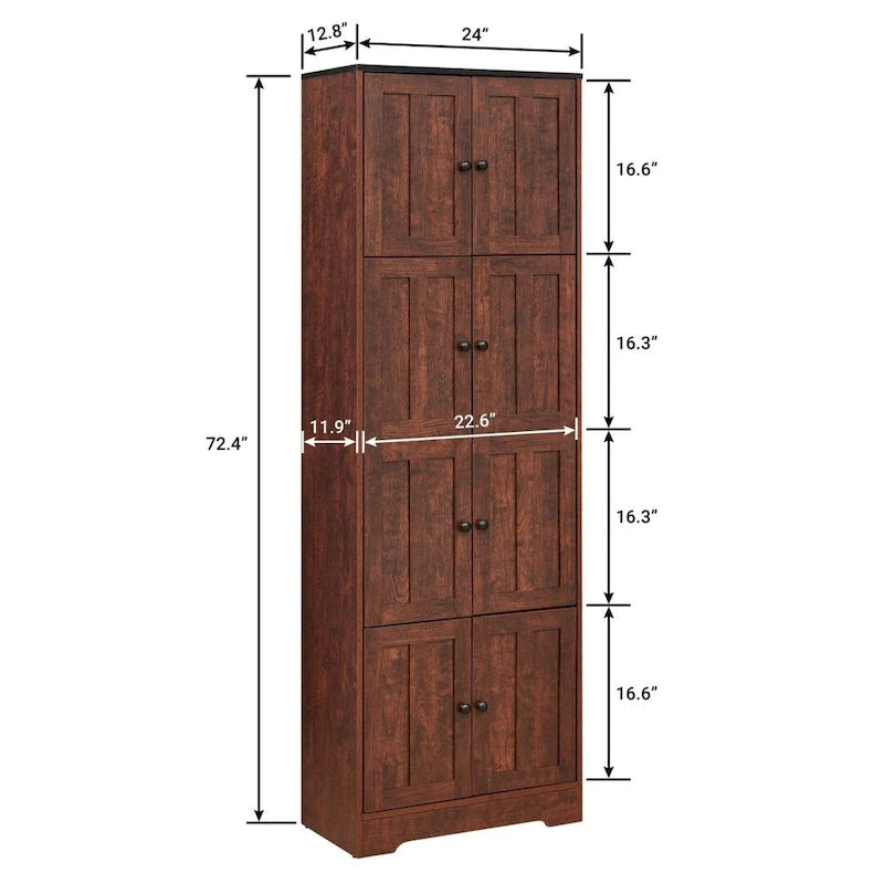 Armario alto de almacenamiento con 8 puertas y 4 estantes - 24.00L * 12.80W * 72.40H