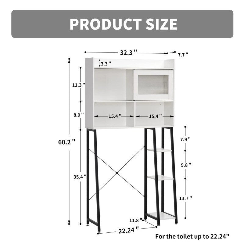 Armario de almacenamiento sobre el inodoro - 11.8D x 32.3W x 60.2H