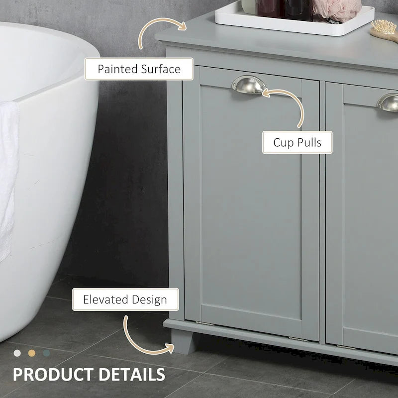 Armario clasificador de ropa sucia con compartimento abatible, organizador de baño con cesto abatible de dos compartimentos