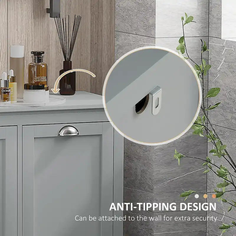Armario clasificador de ropa sucia con compartimento abatible, organizador de baño con cesto abatible de dos compartimentos