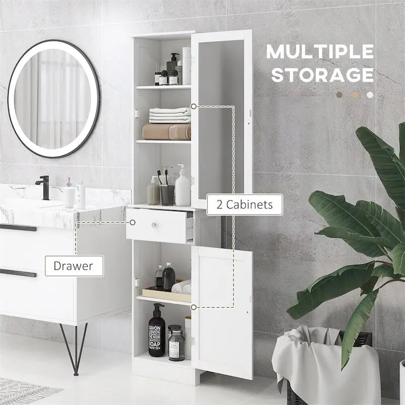 Armoire de rangement de salle de bain étroite, armoire haute de salle de bain, colonne à linge étroite