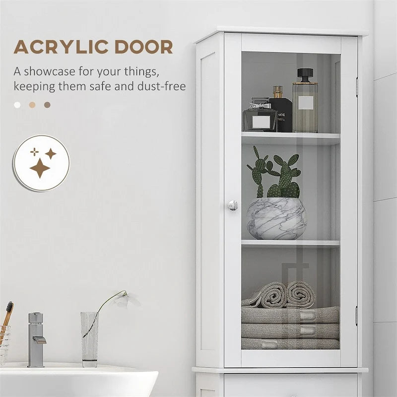 Armoire de rangement de salle de bain étroite, armoire haute de salle de bain, colonne à linge étroite
