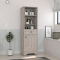 Armario de baño de suelo con dos estantes interiores, dos estantes abiertos y una puerta, para el baño, la cocina o el salón