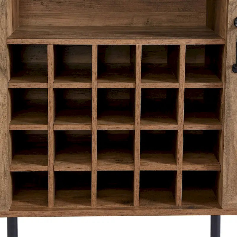 Armario para vinos de ratán sintético con puerta estilo granero, botellero y portacopas