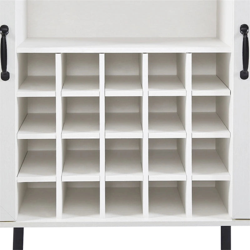 Armario para vinos de ratán sintético con puerta estilo granero, botellero y portacopas
