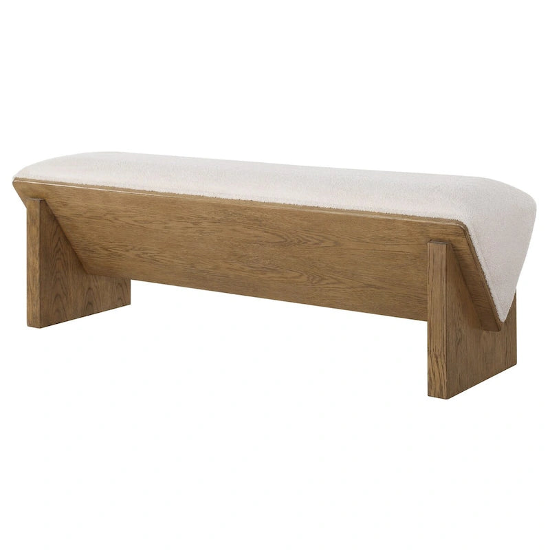 Banco de tela color marfil con cuñas - 17 H X 59 W X 19 D