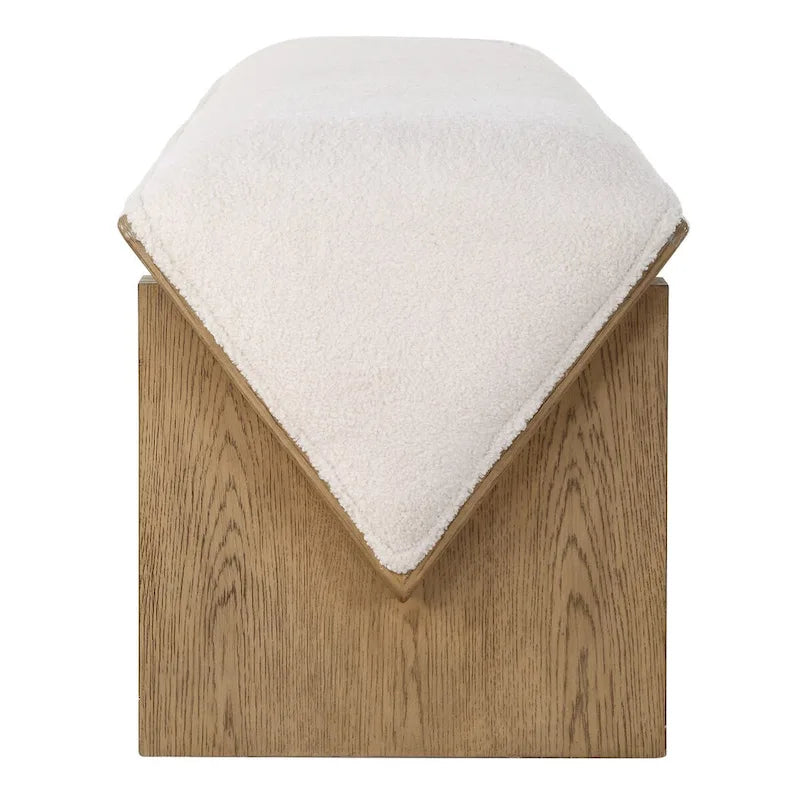 Banco de tela color marfil con cuñas - 17 H X 59 W X 19 D
