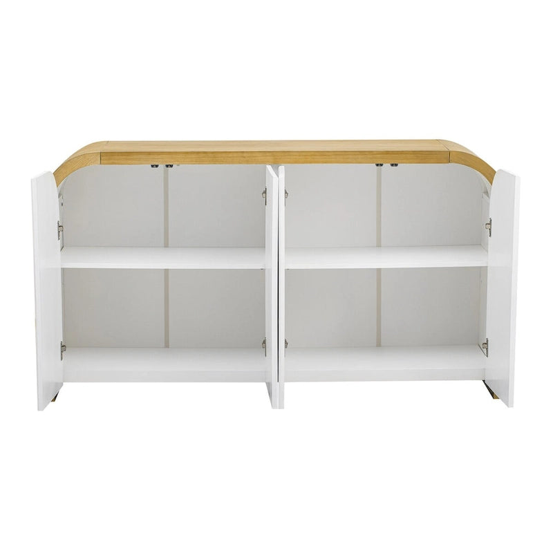 Schrank mit 4 Türen, geschwungenem Eckdesign und gewellten Türfronten