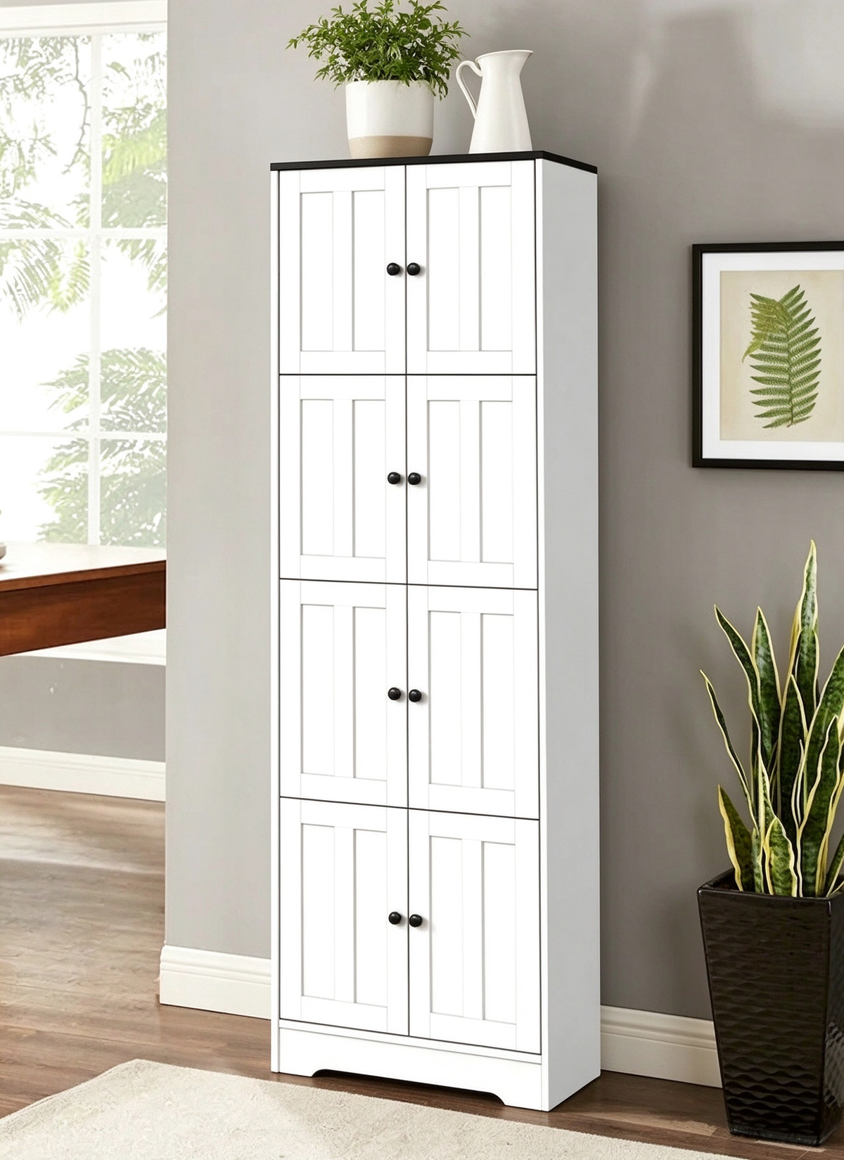 Armario alto de almacenamiento con 8 puertas y 4 estantes - 24.00L * 12.80W * 72.40H